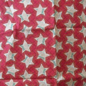 Fabric 45” x 1.5 Yards Red Gold Green Noel Christmas Star Musical Notes Vintage